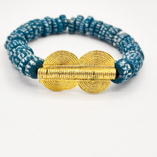 GNONLIVI vert- spirale- Big Size -perles africaines krobo