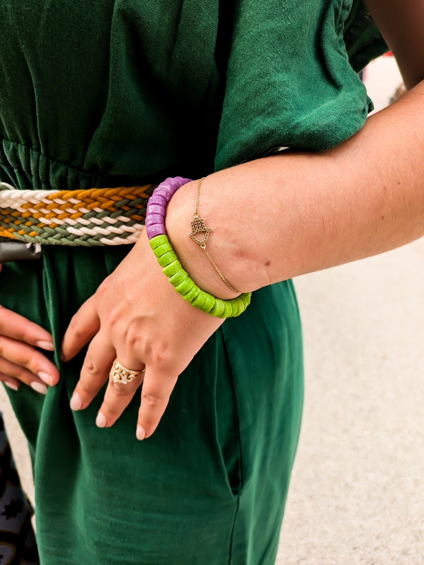 ÉCLECTIQUE- Bracelet bicolore - vert / violet