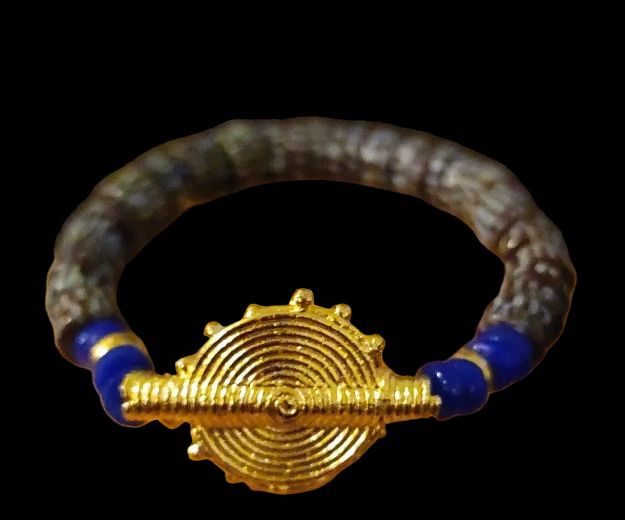 GNONLIVI bleu complet- Soleil-perles africaines krobo