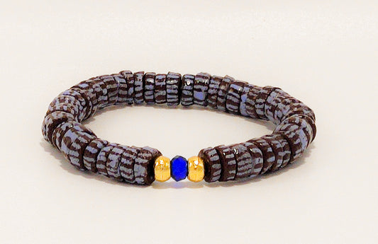 GNONLIVI- bleu marine-perles africaines krobo