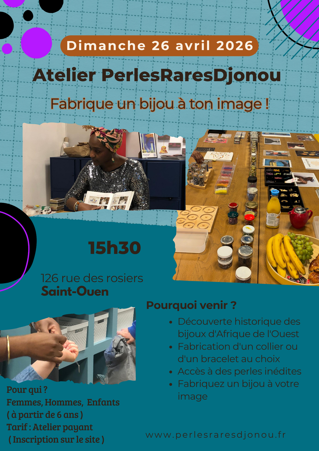 Atelier bijoux à Paris / Saint-Ouen : créez votre collier ou bracelet artisanal le 26 avril 2026