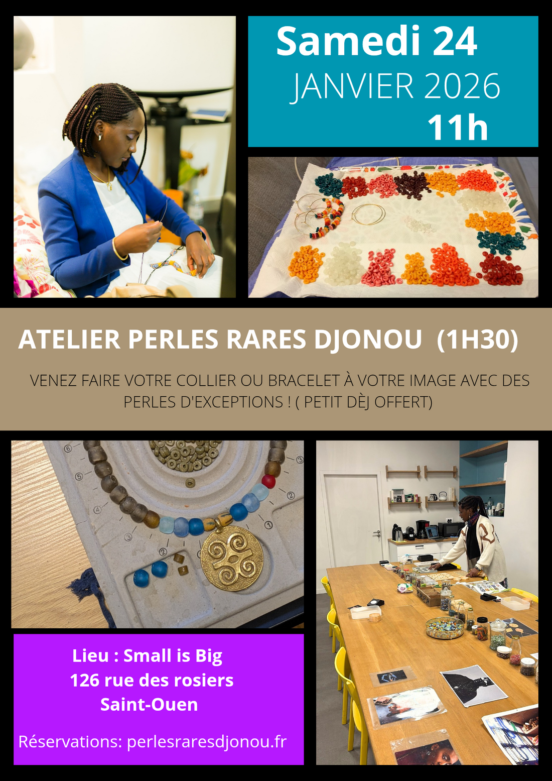 Atelier de fabrication  de bijoux  a partir des perles Krobo du 24 janvier 2026