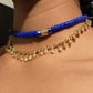 CAMÉLÉON- Collier bleu en perles fines Krobo- poids Akan
