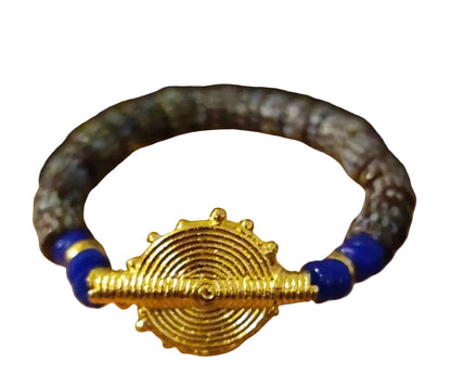 GNONLIVI bleu complet- Soleil-perles africaines krobo