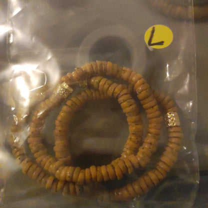 [[ GOLDEN CHAMELEON ]] - pulsera amarilla salpicada - cuentas krobo africanas