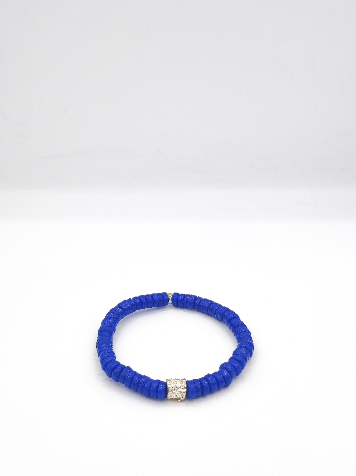 [[ CAMALEÓN DE PLATA ]] - Pulsera azul - Cuentas krobo africanas