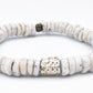 CAMÉLÉON ARGENT- bracelet blanc sel et poivre- perles africaines krobo