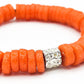 CAMÉLÉON ARGENT - bracelet orange- perles africaines krobo