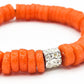 [[ SILVER CHAMELEON ]] - pulsera naranja - cuentas krobo africanas 