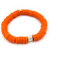 CAMÉLÉON ARGENT - bracelet orange- perles africaines krobo