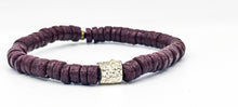 Charger l&#39;image dans la galerie, [[ CAMÉLÉON ARGENT ]] - bracelet marron- perles africaines krobo
