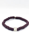 Charger l&#39;image dans la galerie, [[ CAMÉLÉON ARGENT ]] - bracelet marron- perles africaines krobo
