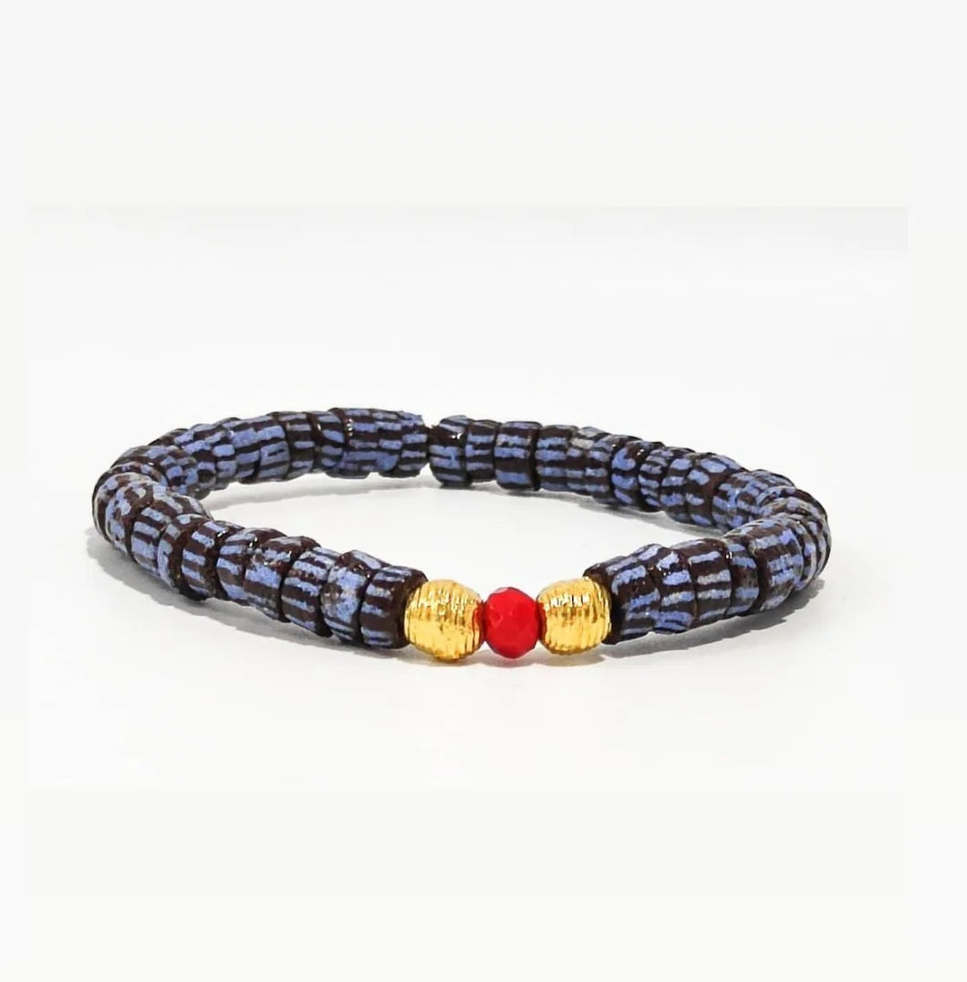 GNONLIVI bracelet rouge- perles africaines krobo