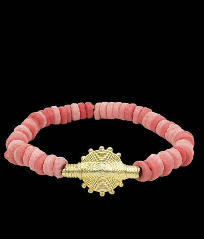 [[ CHAMELEON ]] - Pulsera rosa - Cuentas krobo africanas