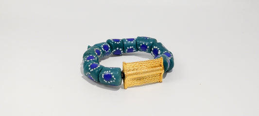CRI DU PAON- pulsera rectangular de peso akan-cuentas krobo africanas 