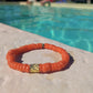 CAMÉLÉON DORÉ - bracelet orange- perles africaines krobo
