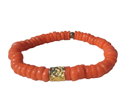 [[ GOLDEN CHAMELEON ]] - pulsera naranja - cuentas krobo africanas 