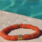 CAMÉLÉON DORÉ - bracelet orange- perles africaines krobo