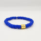 CAMÉLÉON DORÉ - Bracelet bleu- perles africaines krobo
