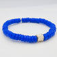 [[ CAMALEÓN DE PLATA ]] - Pulsera azul - Cuentas krobo africanas