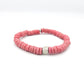 CAMÉLÉON ARGENT - Bracelet rose- perles africaines krobo