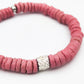 CAMÉLÉON ARGENT - Bracelet rose- perles africaines krobo
