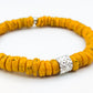 CAMÉLÉON ARGENT- bracelet jaune poivré- perles africaines krobo