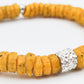 CAMÉLÉON ARGENT- bracelet jaune poivré- perles africaines krobo