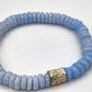CAMÉLÉON ARGENT - Bracelet bleu pastel- perles africaines krobo