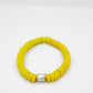 CAMÉLÉON ARGENT - bracelet jaune fluo- perles africaines krobo