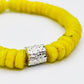 CAMÉLÉON ARGENT - bracelet jaune fluo- perles africaines krobo