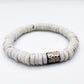 CAMÉLÉON ARGENT- bracelet blanc- perles africaines krobo