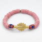 CAMÉLÉON FLORAL - Bracelet rose et rouge en perles africaines Krobo