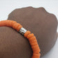 CAMÉLÉON ARGENT - bracelet orange- perles africaines krobo