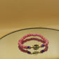 CAMÉLÉON FLORAL - Bracelet rose et rouge en perles africaines Krobo