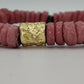 CAMÉLÉON DORÉ - bracelet rose- perles africaines krobo