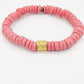 CAMÉLÉON DORÉ - bracelet rose- perles africaines krobo