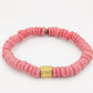 CAMÉLÉON DORÉ - bracelet rose- perles africaines krobo