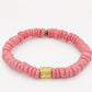 CAMÉLÉON DORÉ - bracelet rose- perles africaines krobo