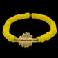 CAMÉLÉON.             Bracelet jaune fluo          Perle akan couleur or