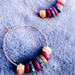 GNONLIVI- Boucles d'oreilles créoles en perles de verre recyclé - Vertes et Violettes