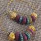 GNONLIVI- Boucles d'oreilles créoles en perles de verre recyclé - Vertes et Violettes