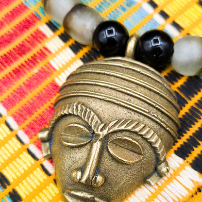 APOGÉE - collar de cabeza negra- cuentas krobo medianas africanas