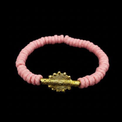 [[ CHAMELEON ]] - Pulsera rosa - Cuentas krobo africanas