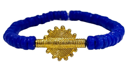 CAMÉLÉON- Bracelet bleu roi- perles africaines krobo