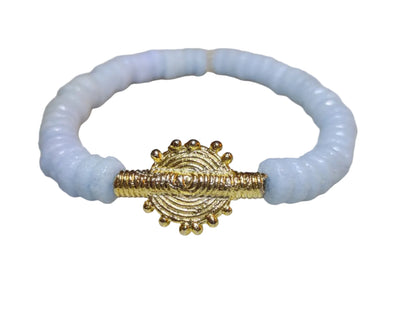 [[ CHAMELEON ]] - Pulsera azul pastel - Cuentas krobo africanas
