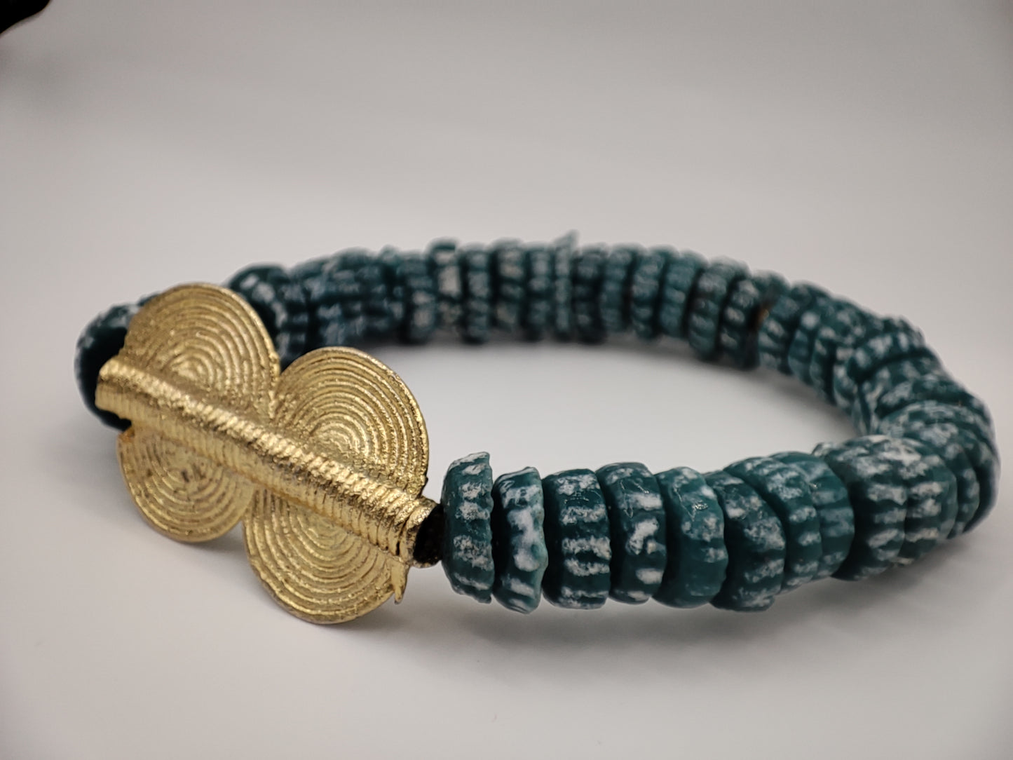 GNONLIVI vert- spirale- Big Size -perles africaines krobo