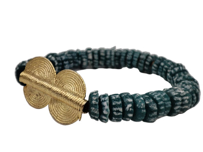 GNONLIVI vert- spirale- Big Size -perles africaines krobo