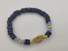 Charger l&#39;image dans la galerie, GNONLIVI bleu pastel complet- Soleil ouverte- perles africaines krobo
