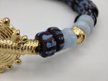 Charger l&#39;image dans la galerie, GNONLIVI bleu pastel complet- Soleil ouverte- perles africaines krobo
